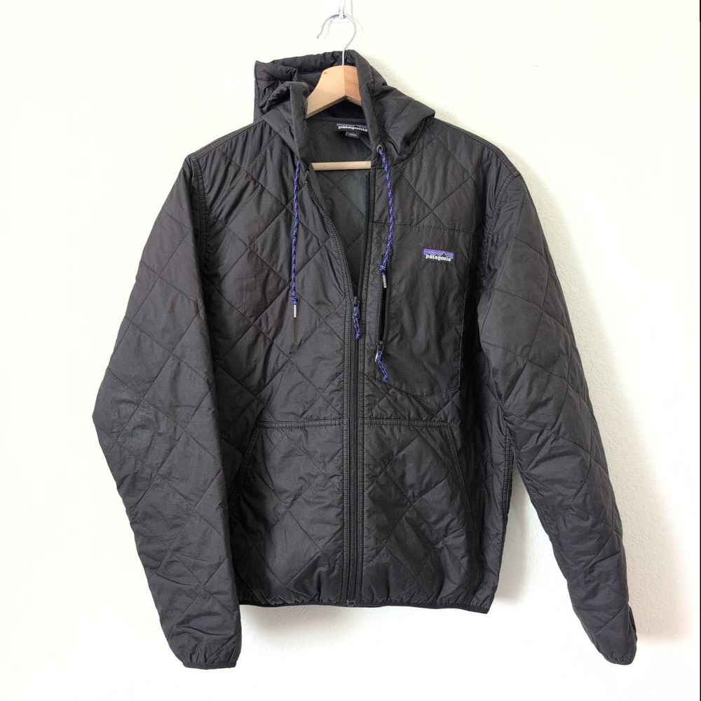 Patagonia Mens Diamond Quilted Bomber Hoody Black Jacket 27610 Small Gorpcore